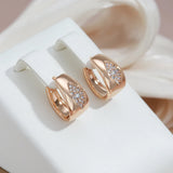 14 Karat Rolled Gold Oval AAA Zircon Diamonds Full Paved Hoop Luxury Earrings For Women