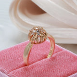 14K Filled Gold AAA Zircon Diamonds Personality Spherical Geometric Hollow Elegant Ring