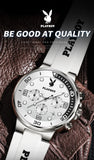 PLAYBOY Top Brand  New Original Fashion High Quality Silicone Strap Multifunction Quartz Watch for Men