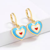 Creative Colorful Enamel Heart Shape Handmade Enamel Jewelry Cute Earrings
