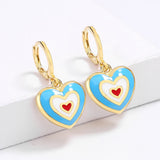 Creative Colorful Enamel Heart Shape Handmade Enamel Jewelry Cute Earrings