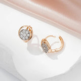 Cute Rolled Rose Gold of 14-Karat Purity AAA Zircon Diamonds Paved Stud Earrings For Women