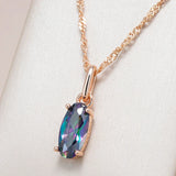 Amazing Filled Rose Gold of 14-Karat Purity Colorful AAA Zircon Crystal Pendant And Necklace, Fashion Jewellery