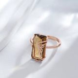14K Gold Filled Light Brown AAA Zircon Crystal Big Square Ring High Quality Jewellery