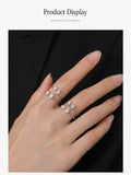 Fashion 925 Silver Sparkling Geometric AAAA Lab Created Diamond Opening Rings