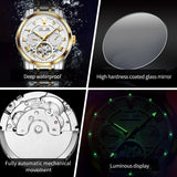 PLAYBOY Luxury Top Brand Fashion Automatic Mechanical Stainless Steel Waterproof Business Men's Watches for Men
