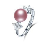 High Quality White,Pink,Purple,Black,Gold Pearls AAA Zircon Diamonds Silver Rings