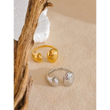 18K Gold Plated Stainless Steel High Quality Minimalist Smooth Fashion Adjustable Ring
