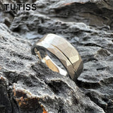 Hammered Offset Line 8mm Tungsten Carbide Rings for Men Women Comfort Fit