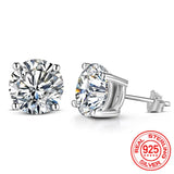 Top Quality 0.5-2 Carat 8.0mm D Colour Moissanite Diamonds Silver Stud Earrings