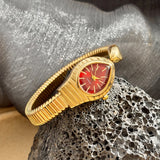 Waterdrop Case Single-Coil Snake Bangle Luxury Art Deco Inspired Ladies Watch