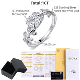 Fabulous Real 1ct Moissanite Diamond Leaf Rings S925 Silver 18k White Gold Colour Wedding Fine Jewellery With GRA