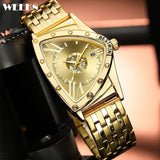 Luxury Classic Brand Multicolour Triangle Quartz Wristwatches -  Dial wth Roman Numerals Business Mens Wristwathes