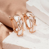 14 Karat Rolled Gold Unique Jewellery Quality White Ceramics Drop Earrings For Women
