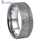 Guitar String Ring Silver Hammer 8MM Men Women Tungsten Carbide Wedding Ring