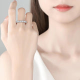 Lovers Round Full 0.3/0.5ct VVS1 D Moissanite Eternity Engagement Wedding Rings 925 Sterling Silver Fine Jewellery
