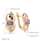 Fashion Shiny 14K Filled Rose Gold Purple AAA Zircon Crystals Earrings, Glossy High Quality Daily Fine Jewellery