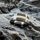 Pipe Cut Cubic Zirconia Stone Inlay 8mm Tungsten Carbide Ring for Men Women