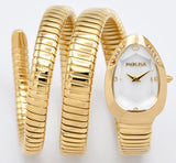 High Quality Gold Diamond Set Snake Shaped Dress Watch Bangle Unique Brand Watch