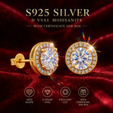 18KGP 1.0ct Moissanite With GRA Certificate D Coour VVS1 925 Silver Earrings