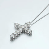 Stunning 18KWGP Full Moissanite Diamonds Cross Pendant Necklace for Women Men - Silver Neck Chain Fine Jewellery - The Jewellery Supermarket