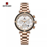 Top Brand Fashion Stainless Steel Strap Quartz Chronograph Calendar Waterproof Women Wristwatches