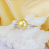 Superb Real Cultured Pearl Sterling Silver AAA Zircon Diamonds Adjustable Rings