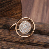 AAA Zircon Diamonds Full Paved 14K Filled Gold Unique Luxury Design Ring