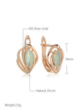 14K Gold Filled New Marquis Eye Fog Green AAA Zircon Crystal Hollow Geometric Earrings