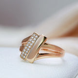 14 Karat Gold Filled Trend Minimalist Geometry AAA Zircon Diamonds Elegant Women's Rings