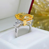 Delightful 16 Carat Super Flash Crushed Ice Cut AAAAA High Carbon Large Diamond Cherry Blossom Pink, Citrine Rings - The Jewellery Supermarket