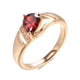 14K Gold Filled Pear Cut Red AAA Zircon Crystals Elegant Party Fine Rings For Women