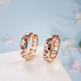 14K Filled Gold New Multi Colours AAA Zircon Hoops  Fashion Buckle Daily Earrings