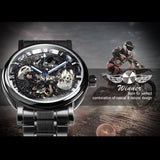 New Luxury Brand Black Skeleton Mechanical Luminous Pointers Busienss Automatic Stainless Steel Watches - The Jewellery Supermarket