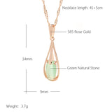 Luxury 14K Rolled Rose Gold AAA Zircon Green Emerald  Drop Pendant Necklace - Vintage Style Fine Jewellery