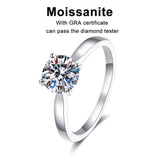 Fabulous D VVS1 Moissanite 4 Prong Solitiare s925 Silver Engagement Wedding Diamond Rings with GRA Certificate