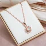 Terrific Lake Green 14K Rolled Rose Gold AAA Zircon Crystals Pendant Necklace For Women - Fine Jewellery