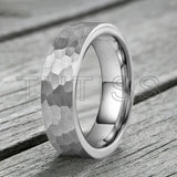 Flat Two Colors Hammered 6/8mm Tungsten Wedding Rings for Men and Women