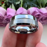 Beveled Grooved Finish 6MM 8MM Classic 100% Pure Tungsten Carbide Wedding Rings