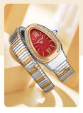 New Light Luxury Serpentine Quartz Rhinestone Embellished Bracelet Watch