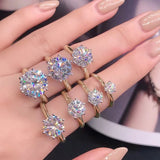 1Ct - 3Ct Diamond Solitaire Silver Yellow GP VVS1 D Colour Moissanite Diamond Ring