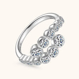 12 Stone 1.56cttw Sparkling Moissanite Twist Shank Silver Moissanite Engagement Rings