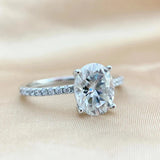 1-3Ct VVS1 Oval Cut Moissanite Diamond Rings For Women Sterling Silver Wedding Engagement  Jewellery GRA Certificate