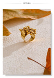 18K Gold High Quality Stainless Steel Metal Heart Tassel Handmade Exclusive Design Ring