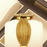 Elegant Temperament Fashion Rhinestone decorated dial Mesh wristband design Women's Quartz Watches