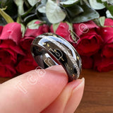 Bright Meteorite Gold Foil Inlay 8MM 18k Gold Colour Tungsten Carbide Wedding Rings