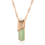 Glossy Square Design Filled 14K Rose Gold Mist Green AAA Zircon Necklace Pendant - Elegant Party  Jewellery