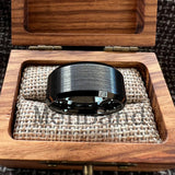 Brushed Finish Beveled Polished Edge 10/12mm Men Wedding Black Tungsten Rings