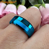 Nice Grooved Beveled Polished Brushed Finish Tungsten Carbide Comfort Fit Rings. Classic Men and Women Wedding Rings - The Jewellery Supermarket