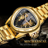 Fashion Top Brand Triangle Men's Automatic Mechanical Hollow Luxury Golden Full Stainless Steel Men's Wrist Watches
